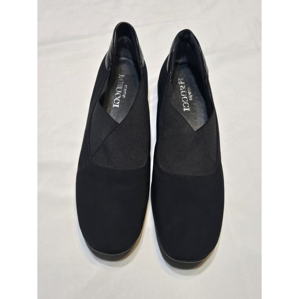 Sesto Meucci Black SlipOn Shoes Size 7M Comfort Fit Non Slip Womens Flats Loafer
